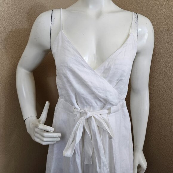 BANANA REPUBLIC NWT White Linen Tie Waist Spaghetti Strap Midi Sundress~Size 0 - Picture 4 of 11